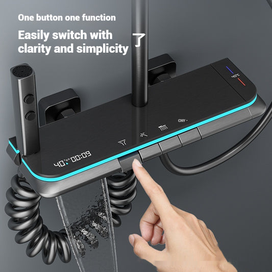 Home Bathroom Booster Gun Gray Constant Temperature Shower Head Set