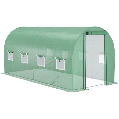 Walk In Tunnel Circular Greenhouse With Mesh Doors And 8 Windows