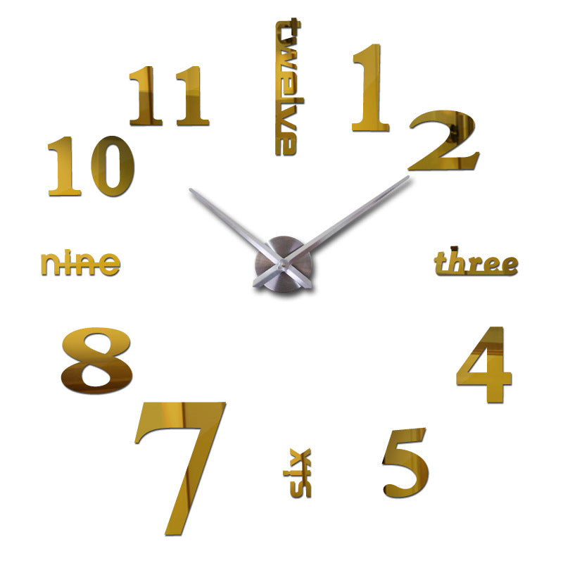 Creative acrylic mirror wall clock DIY stereo hanging