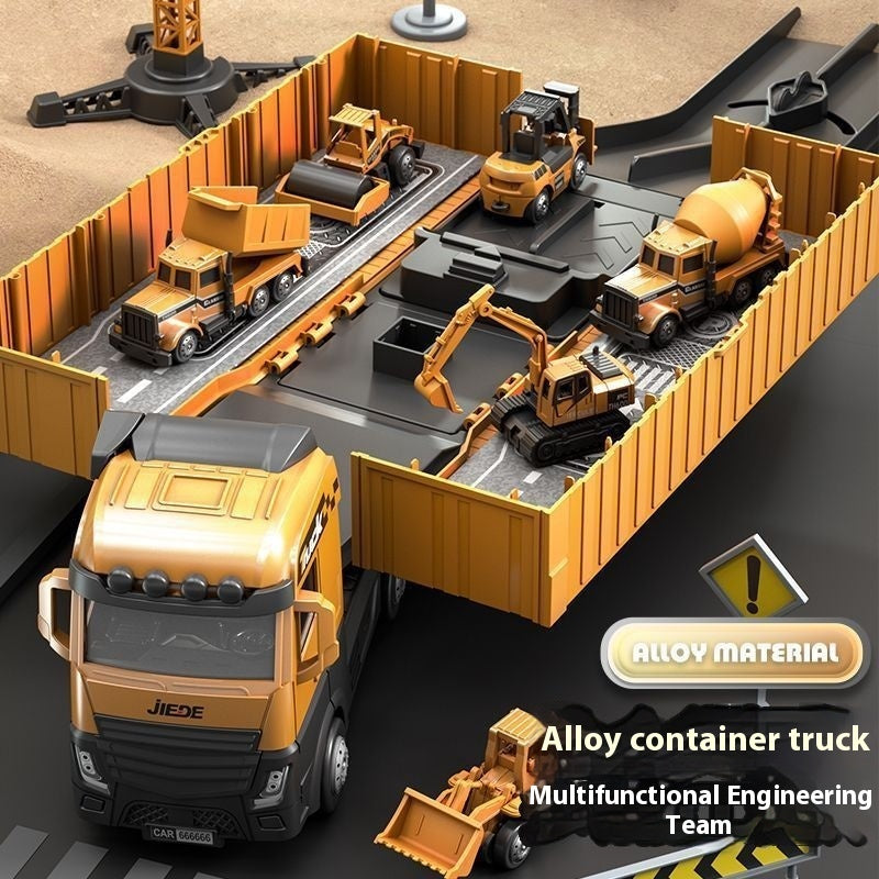 Alloy Container Engineering Vehicle Suit Toy Container Catapult Large Crane