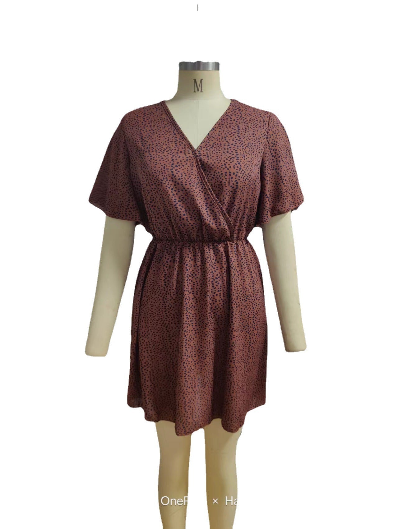 Women's Clothing Dress Printed V-neck Short Sleeve Casual