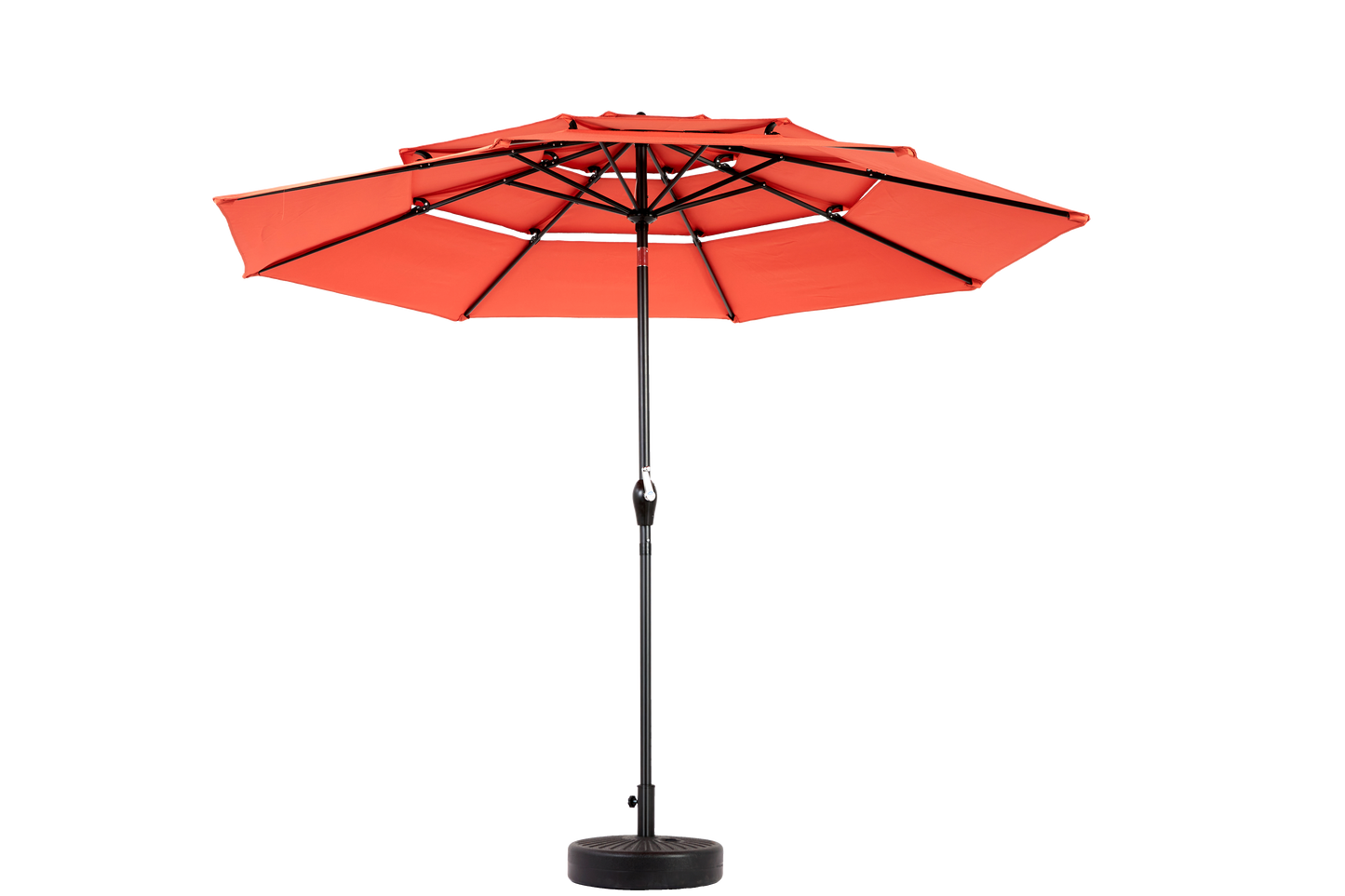 Aluminium 10ft 3 Tier Auto-tilt Umbrella ,Outdoor Patio Umbrella - Market Table Pool Deck Umbrella  Base Not Included    -  Orange