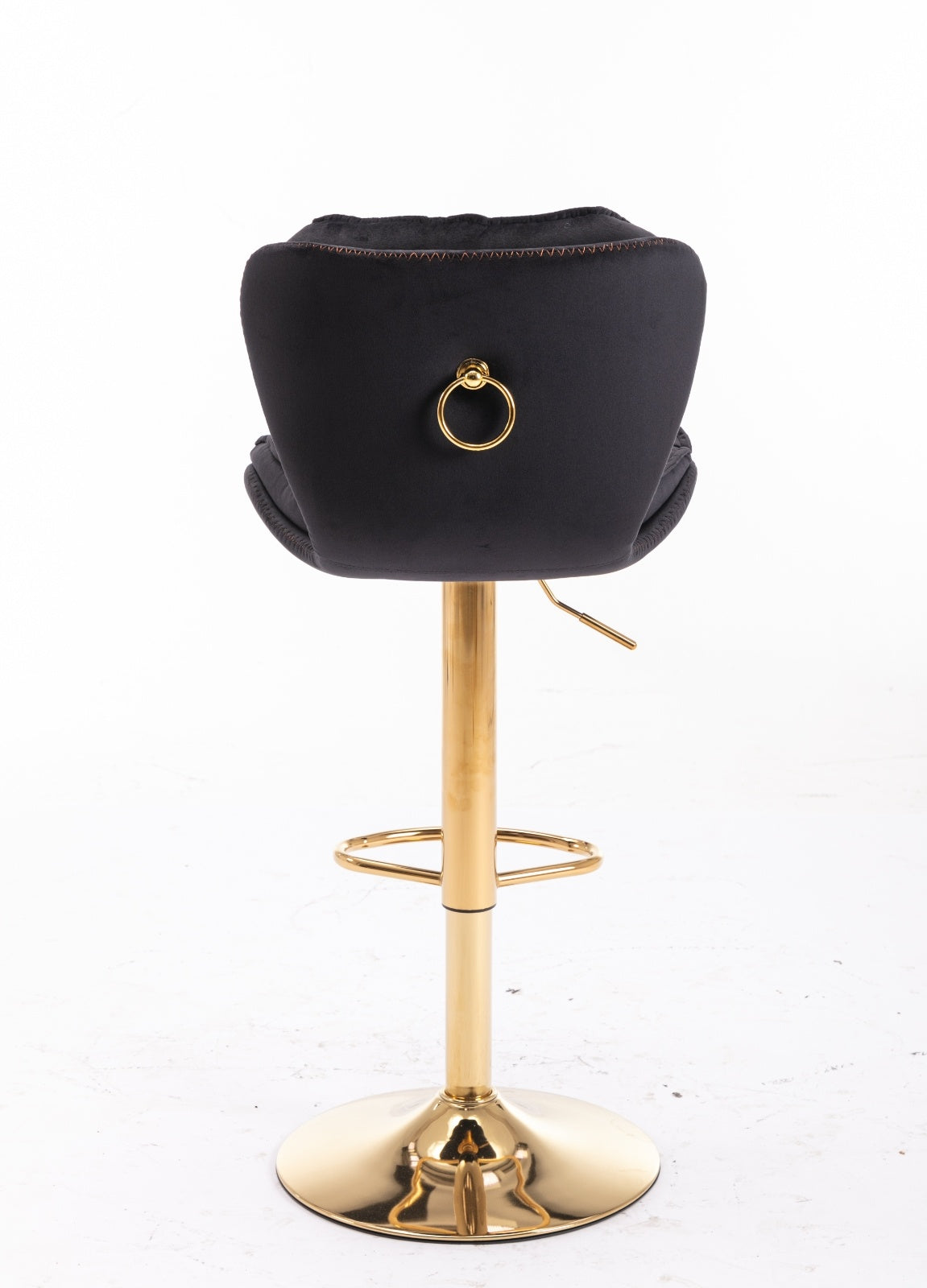 Set Of 2 Bar Stools Chrome Base, Swivel, Adjustable Height, Velvet