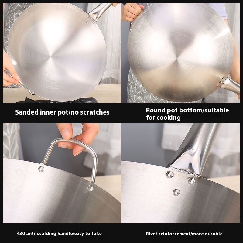 Household Quick-fry Pan Gas Stove Round Bottom Uncoated Wok