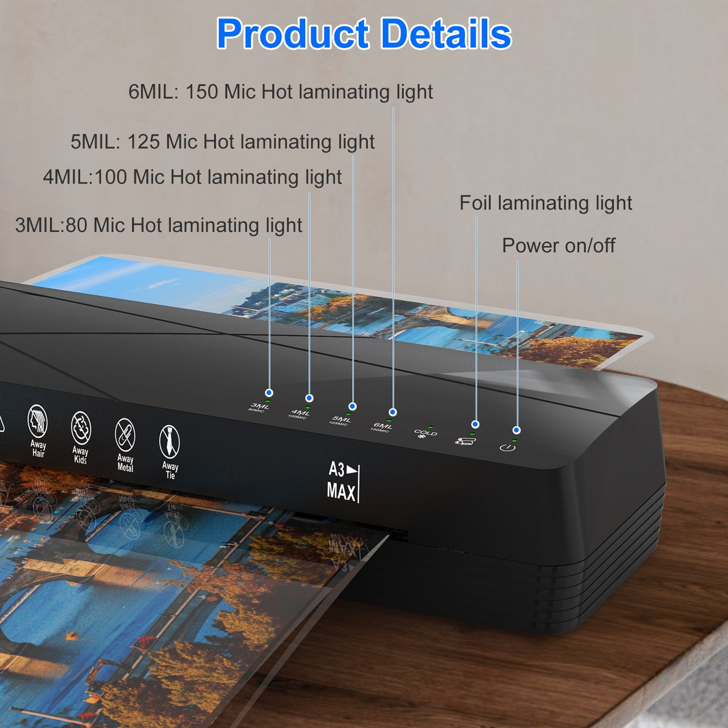 1Pc 13Inch Laminator Machine Hot And Cold Mode A4 Personal Thermal Laminator With ABS Function 60S Warm Up Time 30Mins Auto Off For Home Office School Business