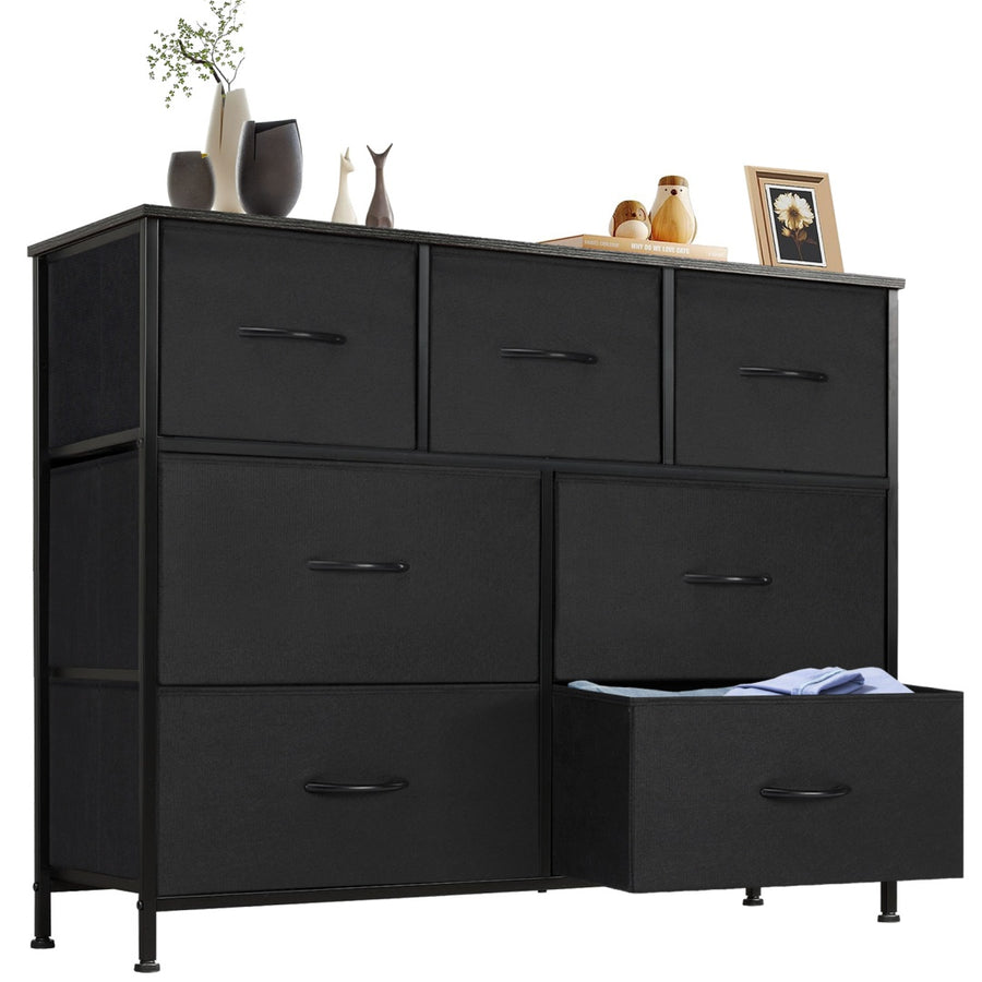 Tall Dresser Fabric Storage Tower ,Wooden Top For Kid Room, Closet, Entryway, Nursery