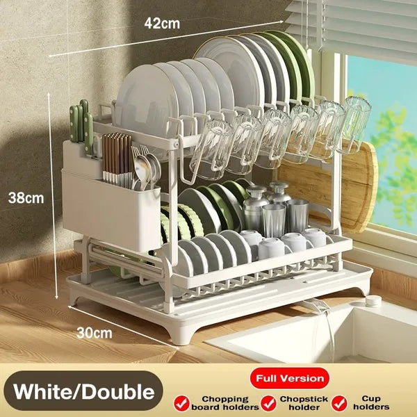 Kitchen Dish Drying Rack Large Capacity With Drain Board