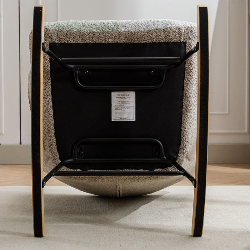 Modern Patchwork Accent Chair With Solid Wood Armrest And Feet