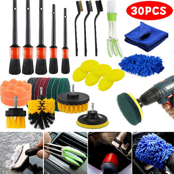 30PCS Car Detailing Wash Brush Set For Interior Exterior Wheels Car Cleaning Kit