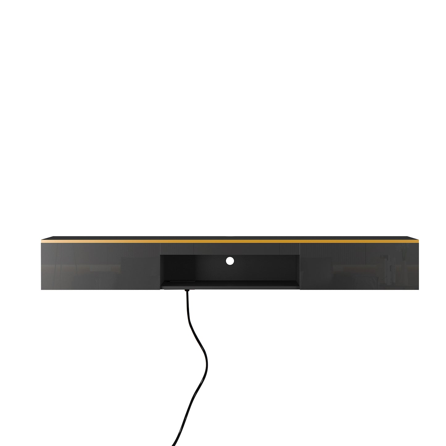 Floating TV Stand Wall Mounted With 16 Color LEDs,Modern TV Stand, Floating TV Cabinet Entertainment Center For 55 60 65 Inch TV,Black