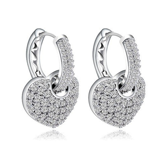 Full Diamond Zircon Micro-inlaid Peach Heart Love Earrings Earrings Jewelry Female