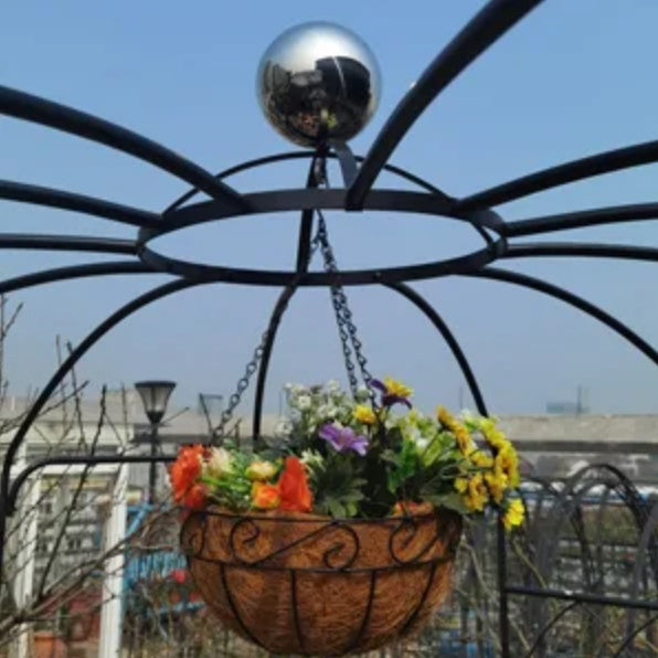 Metal Garden Arch Iron Garden Arbors Gazebo Dia81.3'' X 114.2'' High Birdcage Shape Pergola Pavilion For Wedding Ceremony Outdoor