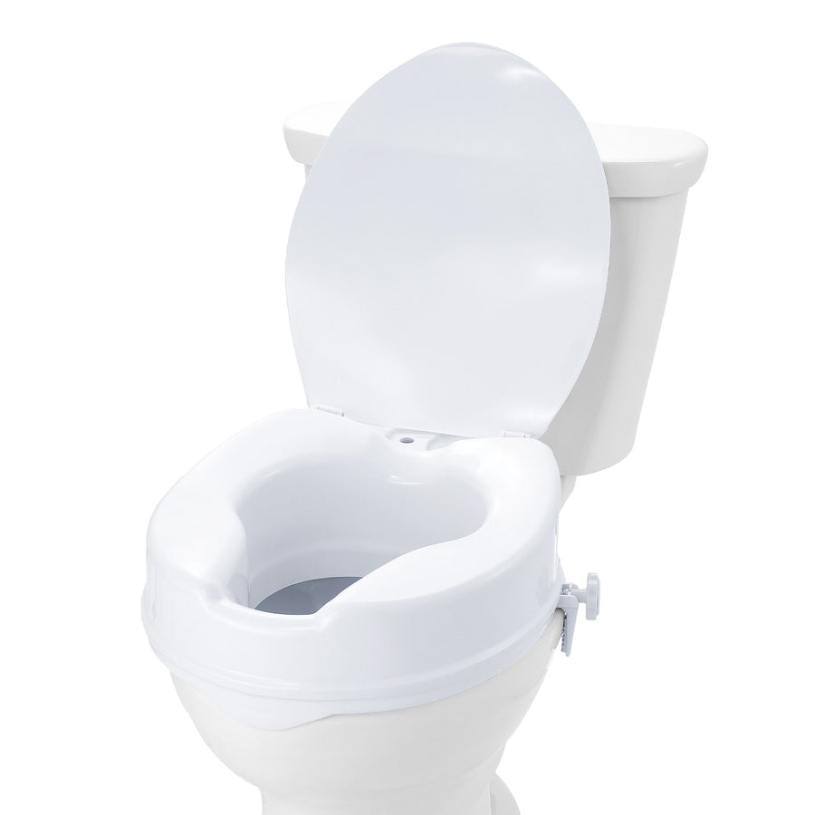 Toilettensitzerhöhung Erhöhter Toilettensitz, 10 Cm, 136 Kg Tragkraft, Universelle Toilettensitzerhöhung, Schraubstangenverriegelung, Mit Toilettensitz, Für Behinderte, Patienten, Schwangere