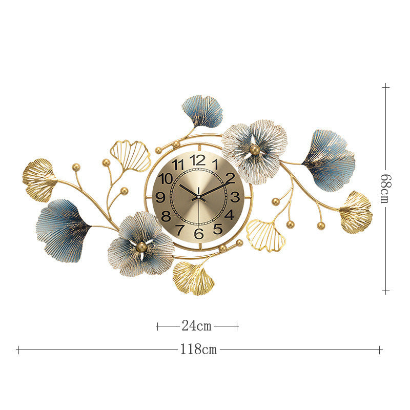 Living Room Restaurant Ideas Ginkgo Leaf Chinese Wall Clock