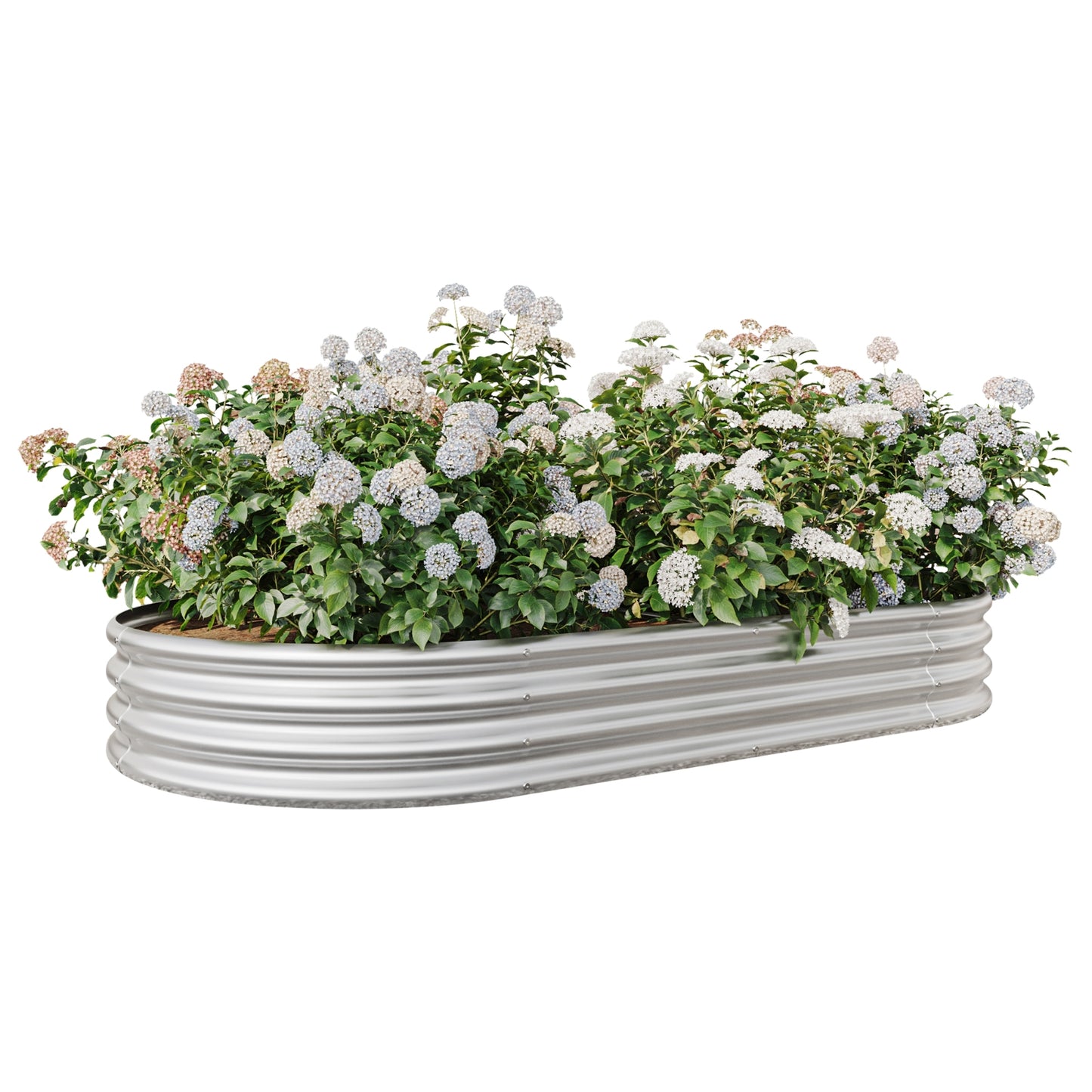 Raised Garden Bed Outdoor, Oval Metal Planter For Plants, Vegetables & Flowers