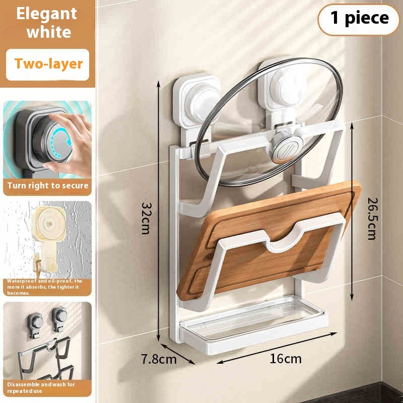 Suction Cup Pot Cover Rack Wall-mounted Punch-free Kitchen Storage Rack