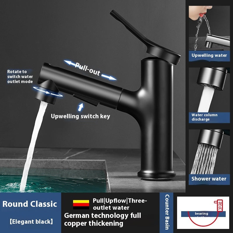 Washbasin Pull-out Faucet Lifting Bathroom Table Hot And Cold