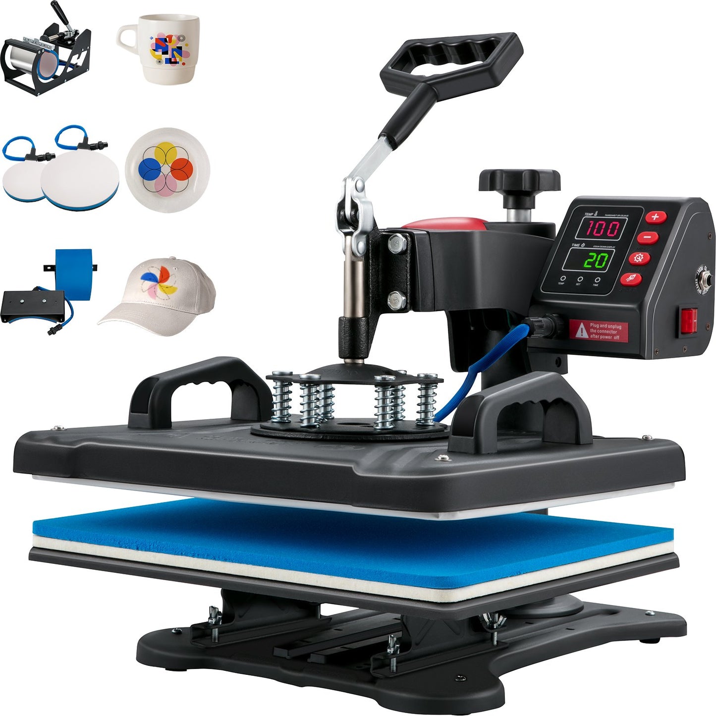 Transferpresse 5 In 1 Wärmepresse Maschine 29 X 38 Cm Klappschalen-Sublimations-Transferdrucker Schnelles Aufheizen Digitale Präzision