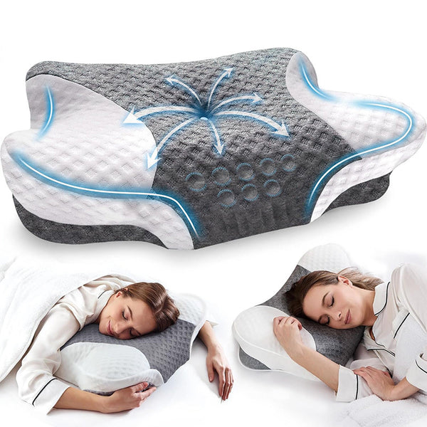 Breathable Cervical Pillow - Ergonomic Neck Support Pillow for Cervical Spine Relief and Strain Reduction