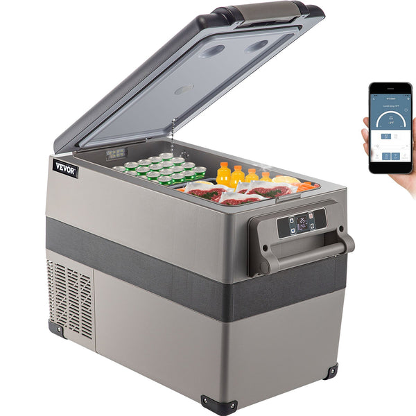 12 Volt Refrigerator 45L(48qt) Fast Cooling Portable Freezer With App Control(-4℉~68℉) Car Fridge With 12/24v DC & 110-240v AC For Travel, Camping And Home Use, 48 Quart, Black
