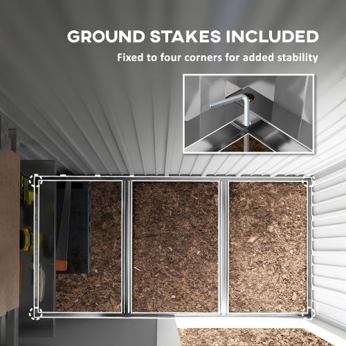 Outsunny Metal Garden Shed, Outdoor Lean-to Shed For Tool Motor Bike, With Adjustable Shelf, Lock, Gloves, 5x3x6  Dark Grey