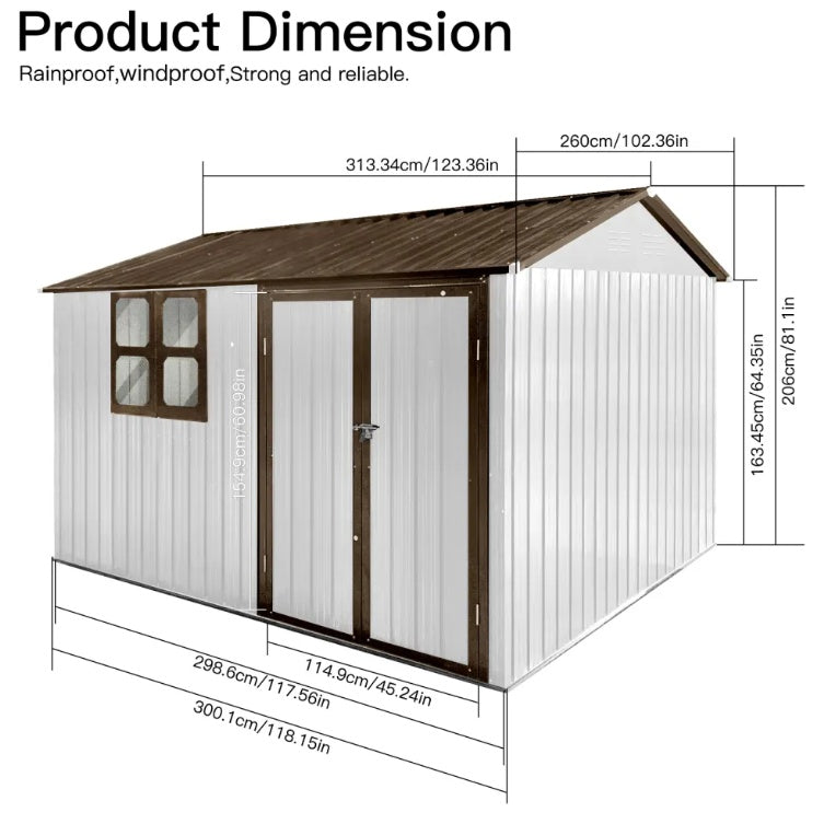 Metal Garden Sheds 10ftx8ft Outdoor Storage Sheds Whitecoffee With Window