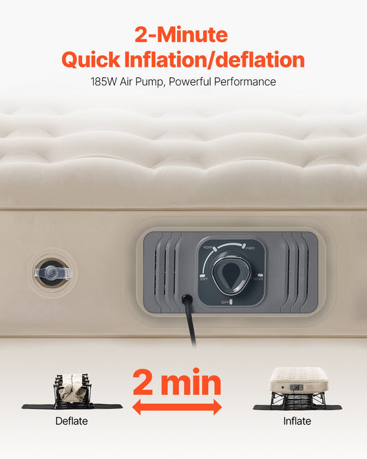 Luftmatratze Mit Rahmen 1885x1050x580 Mm, Aufblasbares 1-Personen-Campingbett Mit Eingebauter Pumpe, Tragbare Luftbetten Tragen 136 Kg, Überall Aufblasbares Bett Für Gäste Beim Camping, Reisen