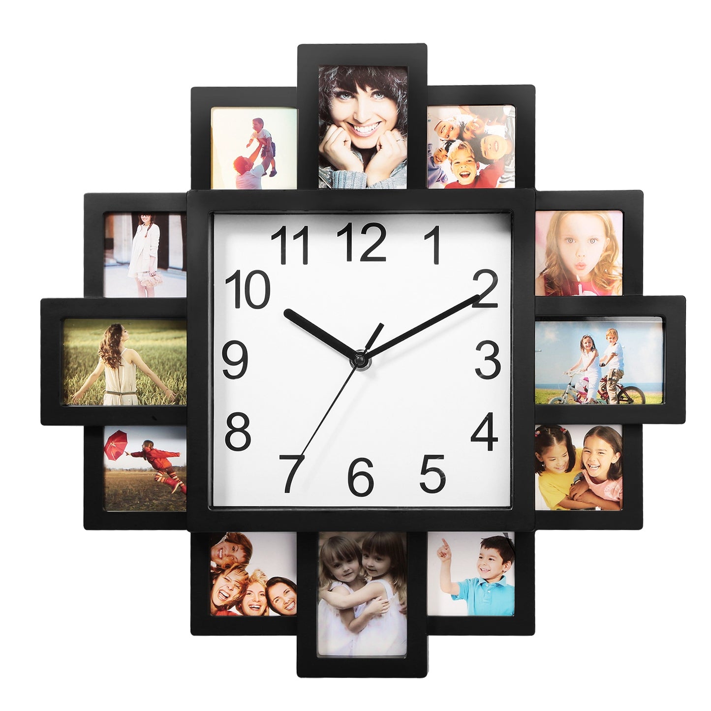 1Pc Photo Frame Clock Picture Collage 12-Picture Display Wall Clock Photowall Wall Hanging Home Decor For Valentines Day Gift