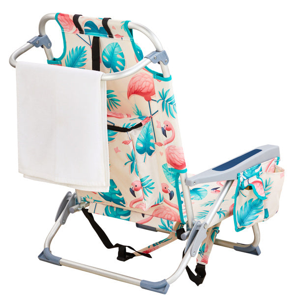 63x65x82cm, Flamingo Motif, Aluminum, Beach Chair, Oxford Cloth