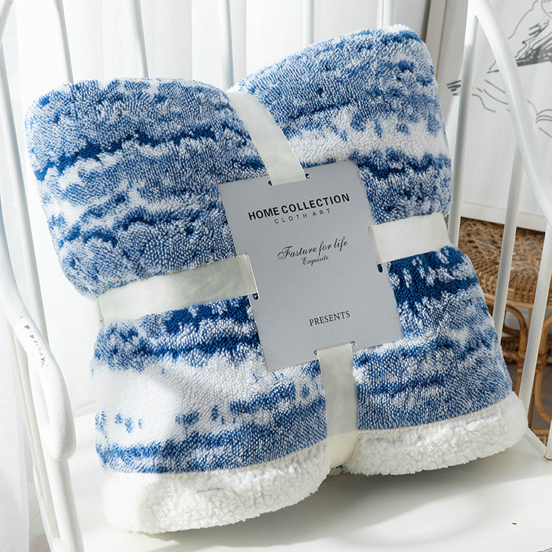 Shu Cotton Velvet Nap Blanket Jacquard Double-sided Thick Lambskin Blanket