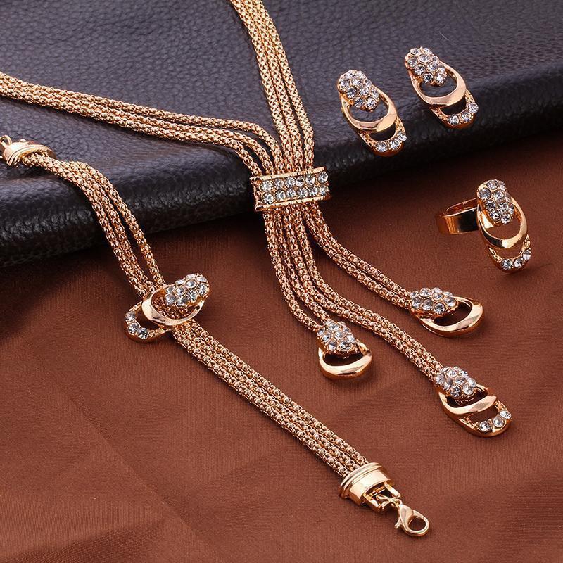 Bridal Necklace Earrings Jewelry 4 PCs Set