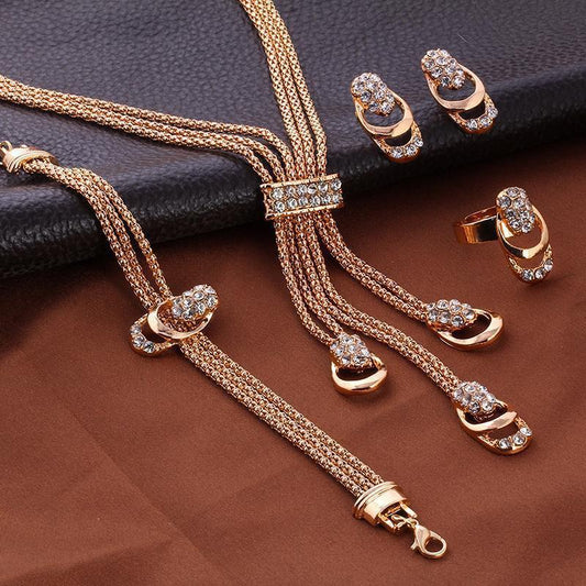 Bridal Necklace Earrings Jewelry 4 PCs Set