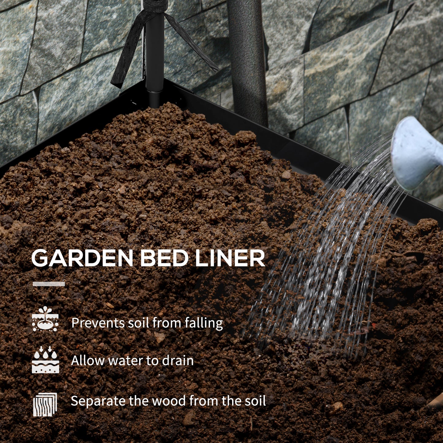 Raised Garden Bed with Legs and Cover, Metal Elevated Planter Box with Bottom Shelf and Liner for Vegetables, Black