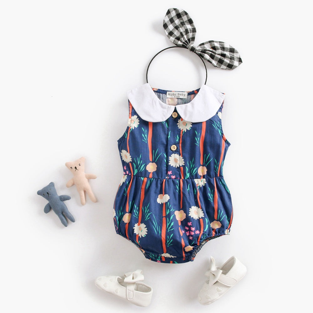 Cotton Printed Baby One-piece Doll Collar