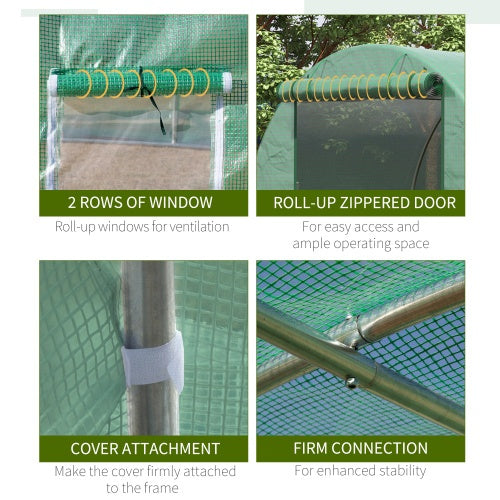 Walk In Tunnel Circular Greenhouse With Mesh Doors And 8 Windows