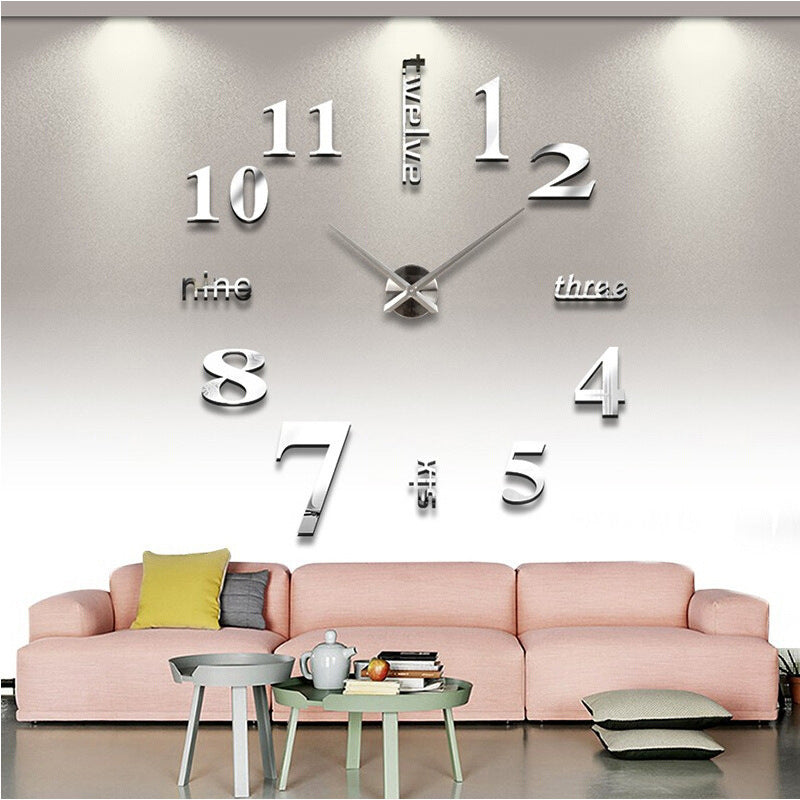Creative acrylic mirror wall clock DIY stereo hanging