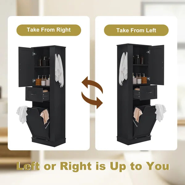 Modern Tall Storage Cabinet – Tilt-Out Compartment, Adjustable Shelves, 80LBS Capacity, Soft-Close Hinges, Aluminum Alloy Handles, Perfect For Bathroom & Home Organization