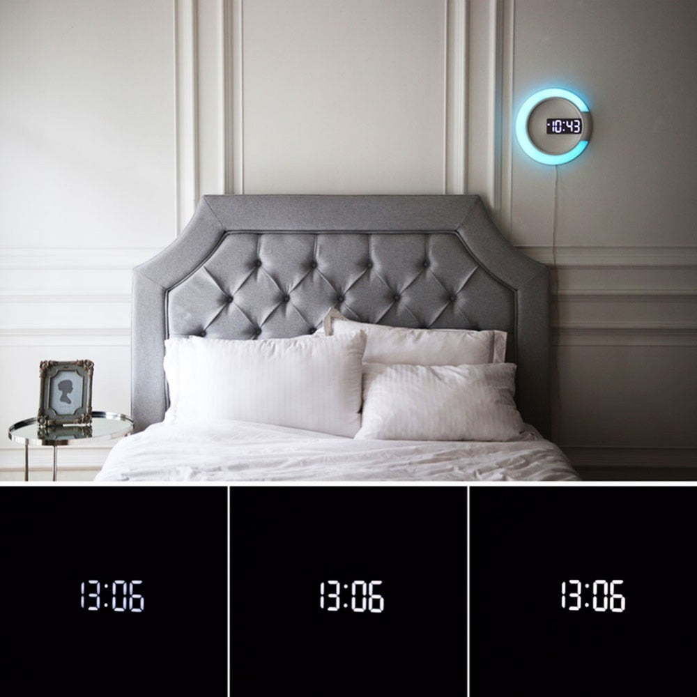 New LED mirror hollow wall clock