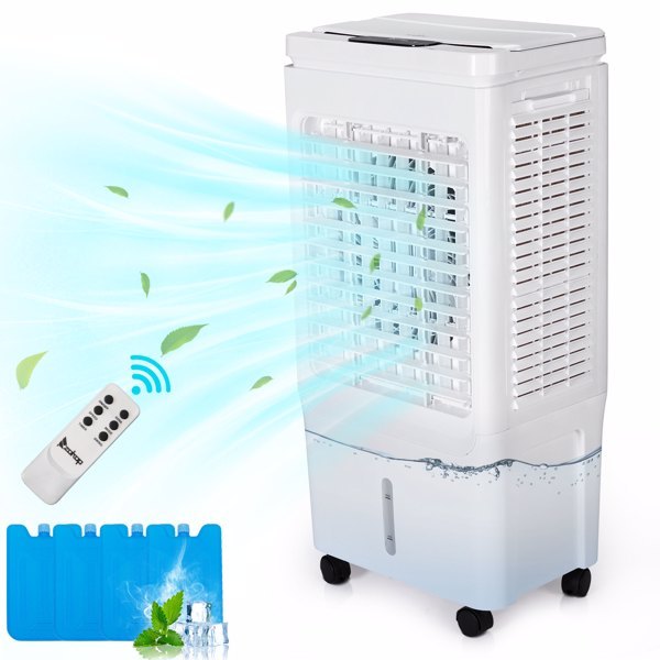 ZOKOP FLS-Z33DR Electric Fan 110V 150W 40L With Remote Control, With LCD Display, With 4 Ice Crystals, With Casters, ABS Plastic, White