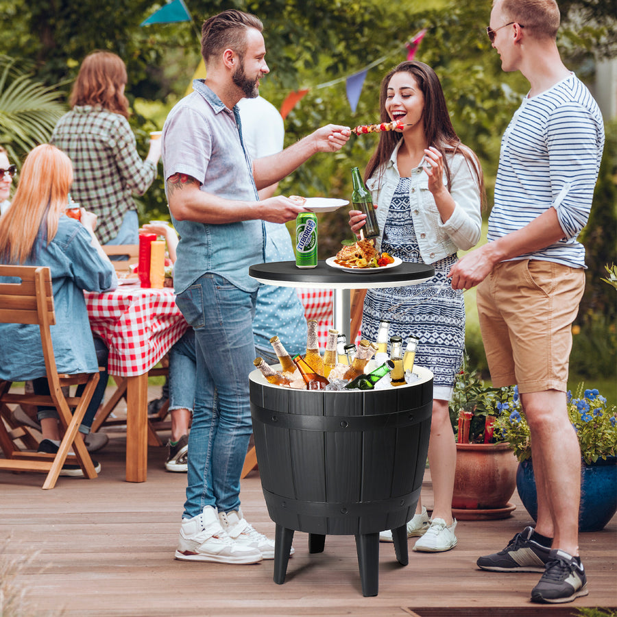 Black Four Legged Ice Bucket Plastic Side Table