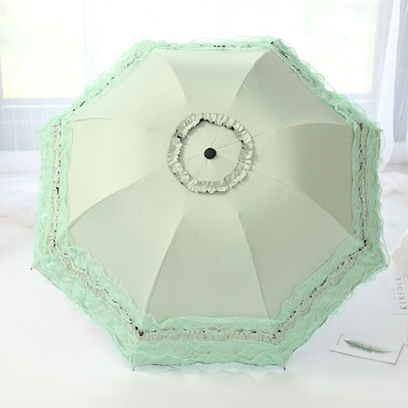 Folding Lace Black Glue Sunscreen And UV Protection Sun Umbrella