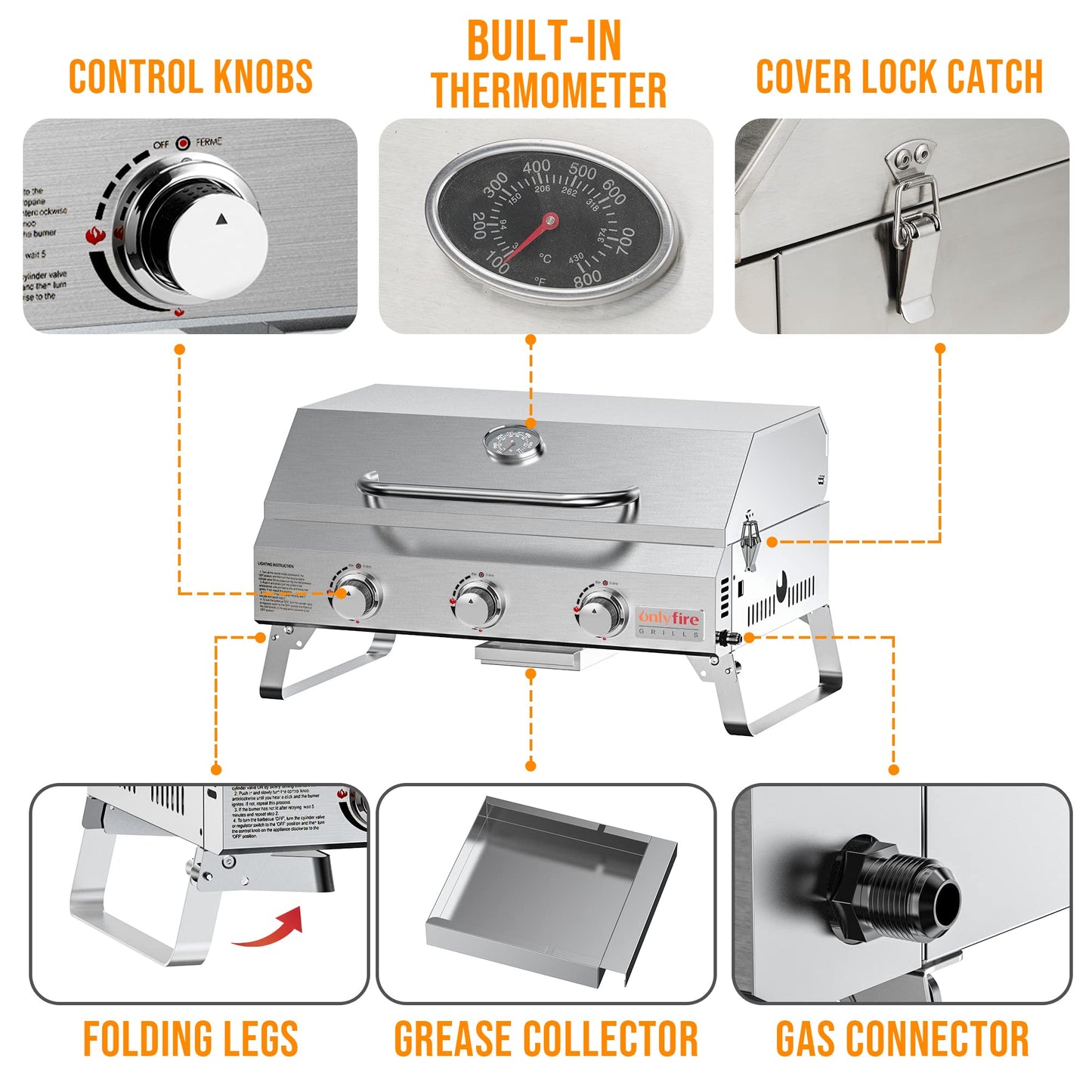Desktop Gas Barbecue Grill With 3 Burners