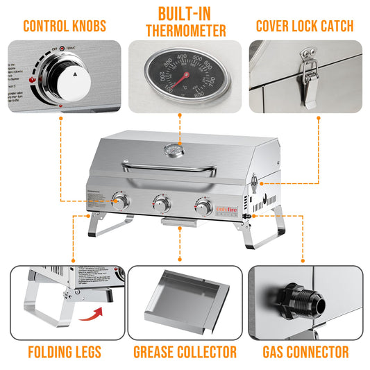 Desktop Gas Barbecue Grill With 3 Burners