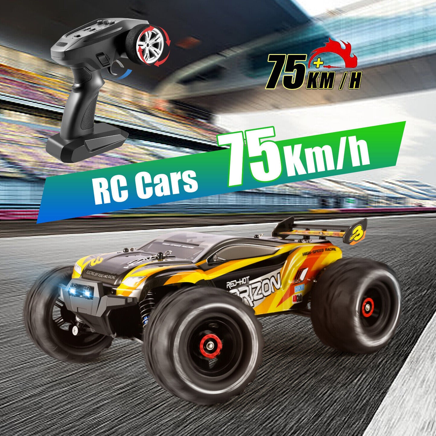 High Speed 50 Kmh RC Car, RC Monster Truck,Racing Hobby Car, 4WD All Terrain Off-Road Remote Control Car, 2.4Ghz RC Crawler, 2 Battery, Kids Adults Gifts,Logistics Is Randomly Sent By UPS,USPS,FEDEX