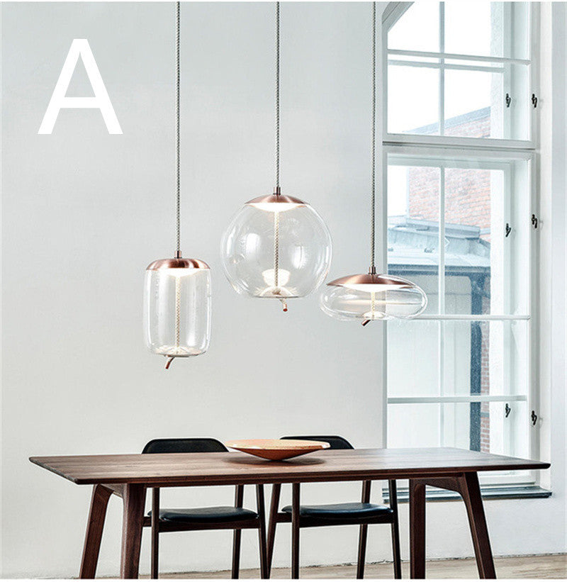 Modern Minimalist Living Room Bar Creative Single Head Glass Chandelier