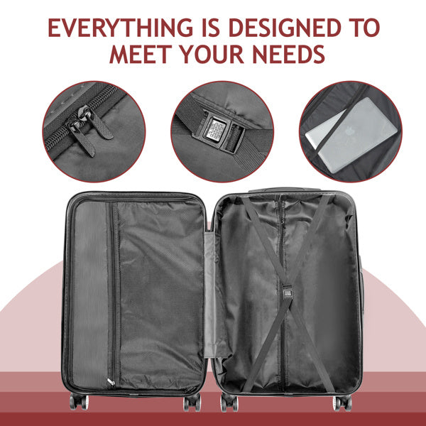 Curved Vertical Stripe 4-in-1 Trolley Case 16in 20in 24in 28in ABS Aluminum Alloy Tie Rod