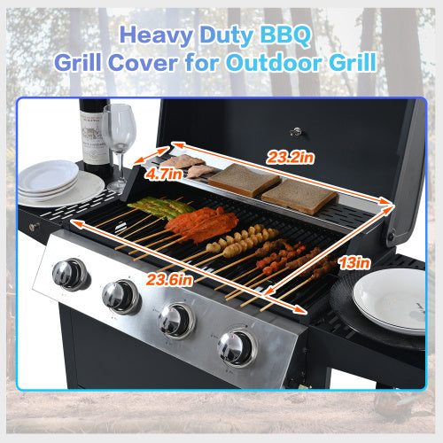 Propane Gas Grill 4 Burner Barbecue Grill, Stainless Steel 34,000 BTU Patio Garden Barbecue Grill With Two Shelves, Lid, Wheels And Bottle Opener