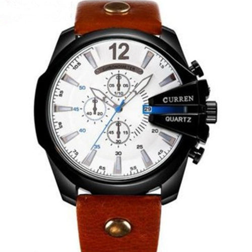 Fashionable Large Dial Decorated Three-eye Men's Watch