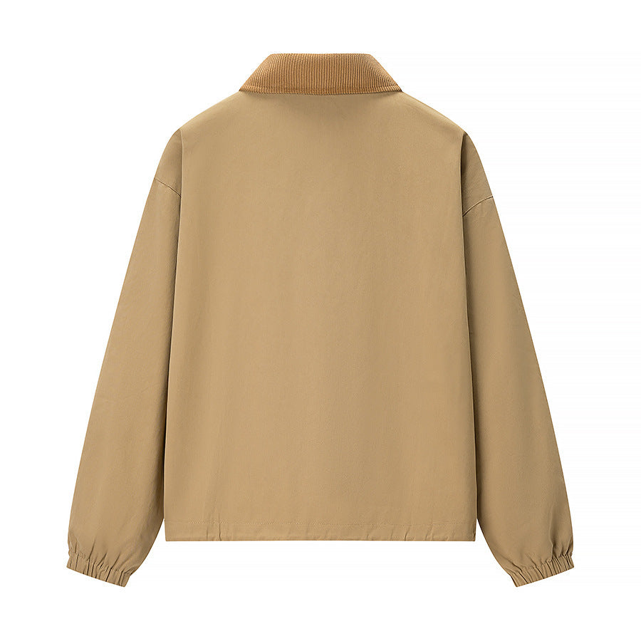 Women's Casual Zipper Short Jacket Coat Lapel Fashion Jacket