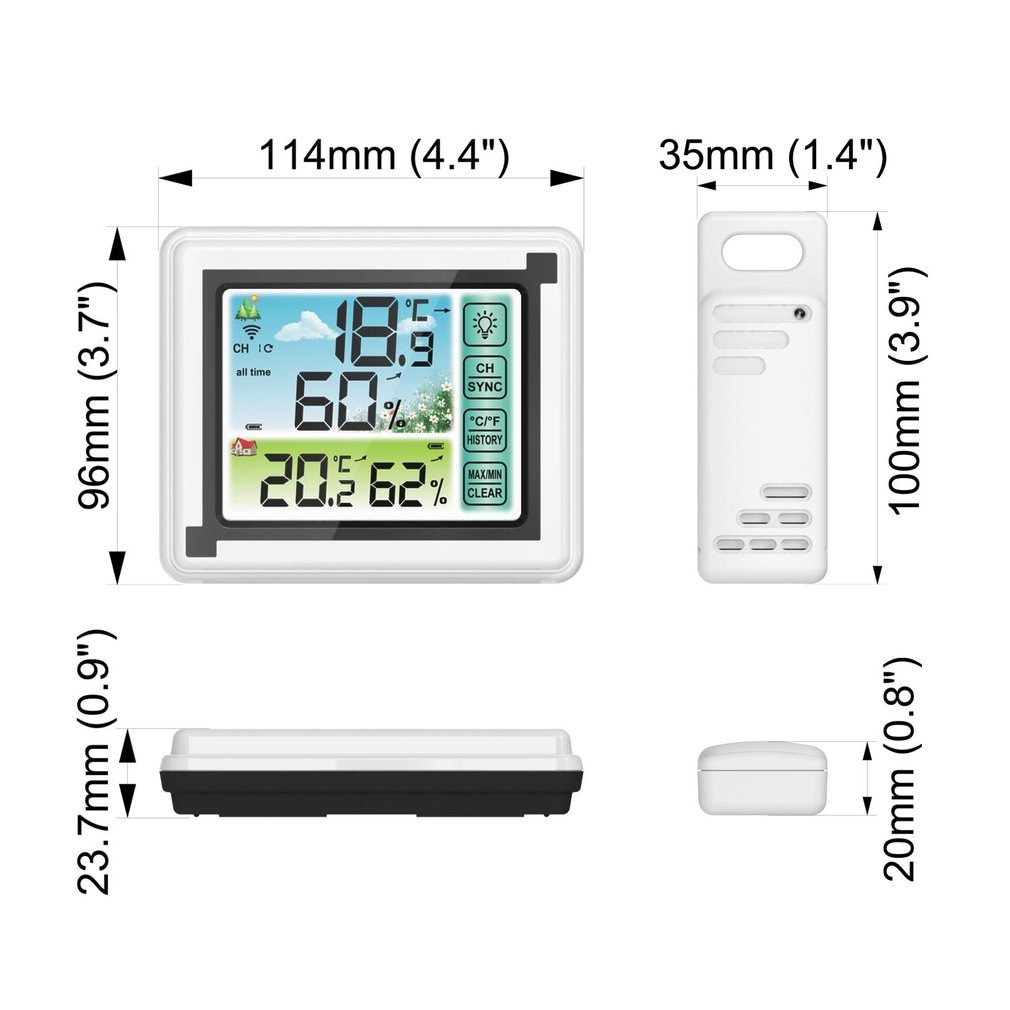 Indoor And Outdoor Wireless Temperature And Humidity Meter